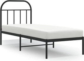 vidaXL Cadru de pat metalic cu tăblie, negru, 75x190 cm