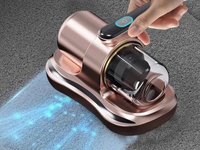 Aspirator portabil fără sac pentru acarieni cu filtru antialergic și lumină UV - violet