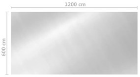 Prelata de piscina, argintiu, 1200x600 cm, PE, dreptunghiular