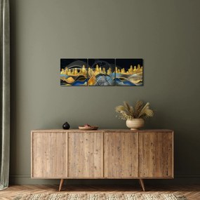 Tablou - Munții aurii (cu ceas) (90x30 cm)