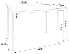 Set de dining 1 + 4, masa neagra RAMOD 100x60 cm decor marmura + scaun verde TURIN cu picioare negre