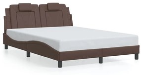 3214024 vidaXL Cadru de pat cu lumini LED, maro, 140x200 cm, piele ecologică