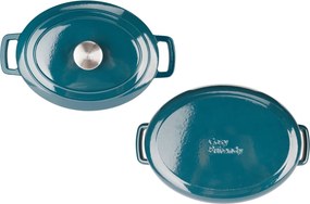 Oală fontă emailată ovală cu capac 6,0 L Verde Heron Fontestic Cosy &amp; Trendy 7170884