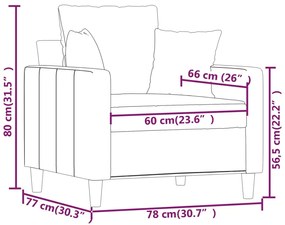 Canapea de o persoana, galben, 60 cm, catifea Galben, 78 x 77 x 80 cm