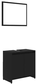 Set mobilier de baie, 4 piese, negru, lemn prelucrat