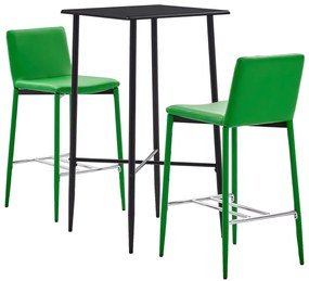 279951 vidaXL Set de mobilier de bar, 3 piese, verde, piele ecologică