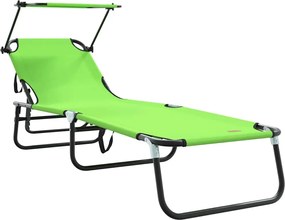 vidaXL Șezlong pliabil Verde 190 x 57 x 81 cm oxford