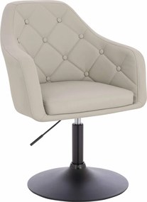 HR831N Scaun Ecru Piele Ecologica Premium Soft cu Bază Neagră