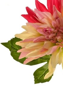 Floare artificială Dahlia roz-galbenă, 68 cm