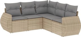 vidaXL Set canapele de grădină cu perne, 5 piese, bej, poliratan
