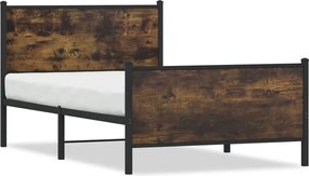 vidaXL Cadru pat metalic fără saltea, stejar fumuriu, 100x200 cm
