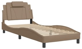 3208058 vidaXL Cadru de pat cu tăblie, cappuccino, 80x200 cm, piele ecologică