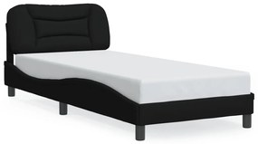 3214157 vidaXL Cadru de pat cu lumini LED, negru, 90x190 cm, textil