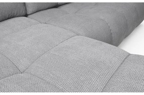 Colțar extensibil ALMADA, tapițat, în formă de L, cu spațiu de depozitare, pe partea stângă, gri