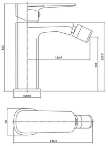 Baterie de bideu Cersanit S951-380 LARGA crom lucios