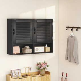 HOMCOM Dulap de Baie, Dulap Suspendat cu Rafturi Reglabile, 40 x 20 x 60 cm, Negru | Aosom Romania
