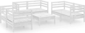 vidaXL Set mobilier de grădină, 7 piese, alb, lemn masiv de pin