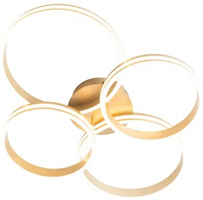 Plafoniera din alamă cu LED inclus, cu dimmer cu 3 trepte, 4 lumini - Navara