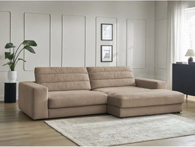 Colțar taupe cu tapițerie din catifea (cu colț pe partea dreaptă/cu șezlong) Sierra – Bobochic Paris