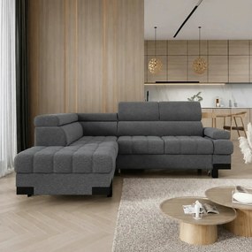Coltar extensibil SELVA L, sezlong stanga, stofa clasica gri - Austin