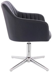 HC190CROSS Scaun Neagră din Piele Ecologica cu Bază Cromata