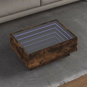 vidaXL Măsuță de cafea cu LED stejar fumuriu 70x50x30cm lemn prelucrat