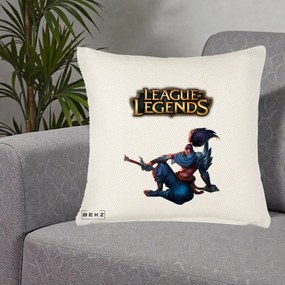 Perna Personalizata League of Legends Yasuo, 40x40 cm, Crem Reliefat, Husa Detasabila, Perna Inclusa, BEKZ®