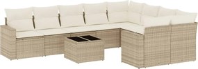 vidaXL Set canapele de grădină cu perne, 10 piese, bej, poliratan