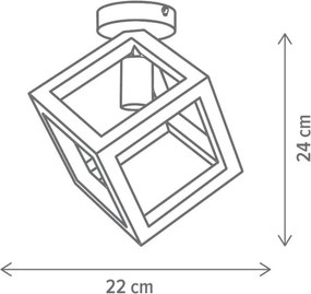 Plafonieră Klausen Rhombus PL1 Relax Lemn Natur 24x22x22 cm, E27 15W, Design Modern, Iluminat Interior Ideal pentru Dormitor, Hol sau Dining