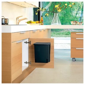 Brabantia Coș încorporabil 647043, 10 L, Deschidere largă, Curățare ușoară, Negru