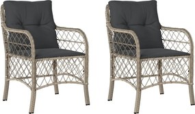 vidaXL Fotolii de grădină cu perne, 2 buc., gri deschis, poliratan