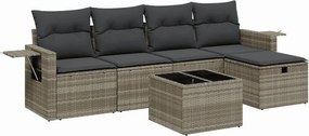 vidaXL Set canapele de grădină cu perne, 6 piese gri deschis poliratan