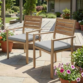 Outsunny Set de 2 perne pentru scaune de grădină, perne rotunde 50 x 50 cm, spumă cu densitate înaltă, antiderapante 50x50 cm gri | Aosom Romania