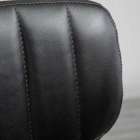 HOMCOM Taburet cu roți - taburet de lucru rotativ la 360° - taburet ergonomic - înălțime șezut reglabilă 47-62 cm - căptușeală de piele ecologică matlasată negru metal cromat | Aosom Romania