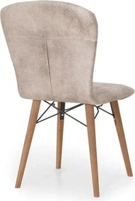 Set masa extensibila cu 6 scaune tapitate Homs cristal alb-bej 170 x 80 cm