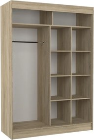 Dulap cu usi glisante si oglinda 150x215 cm, Balton, ADRK Furniture (Culoare: Negru)