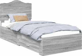 vidaXL Cadru de pat cu headboard Gri Sonoma 90 x 190 cm Lemn compozit