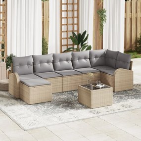 vidaXL Set de canapele pentru grădină cu pernă 8 pcs Bej Rattan poli