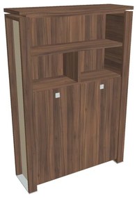Dulap înalt pentru haine Verno+ S 140 x 46 x 210 cm, cu rafturi, nuc / vanilie