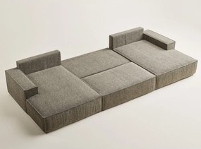 Colțar maro extensibil/cu spațiu de depozitare cu tapițerie din chenille (în formă de "U") Kyoto – Maison de Rêve