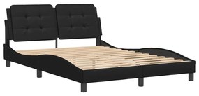 3208184 vidaXL Cadru de pat cu tăblie, negru, 140x200 cm, piele ecologică