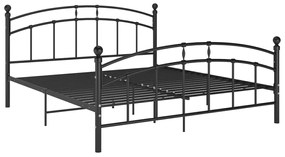 Cadru de pat, negru, 160x200 cm, metal Negru, 160 x 200 cm