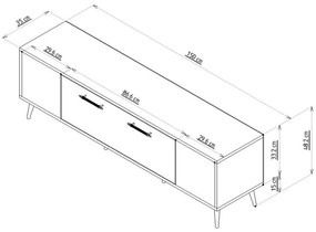 Consola TV Detas Alb 150x48.2x35 cm