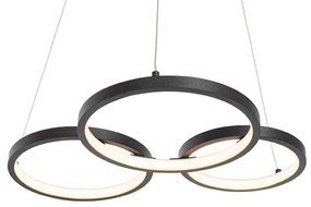 Lampă suspendată neagră incluzând LED cu dimmer în 3 trepte cu 3 lumini - Rondas