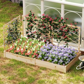 Outsunny Jardiniere cu 3 trelișe modulabile, bazin de flori din lemn pentru balcon terasă patio, 222x114x109 cm efect lemn natural | Aosom Romania