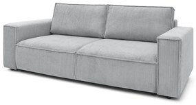 Canapea gri deschis extensibilă cu tapițerie din catifea reiată 245 cm Nihad – Bobochic Paris