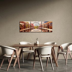 Tablou - pod din lemn (cu ceas) (90x30 cm)