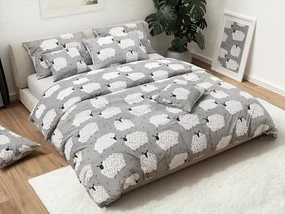Lenjerie de pat din bumbac WHITE SHEEPS gri Dimensiune lenjerie de pat: 2 buc 70 x 90 cm | 200 x 220 cm
