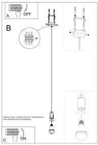 Lustră Sollux Bombilla Black, negru