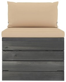 Canapea de gradina din paleti, de mijloc, cu perne, lemn pin 1, Bej, canapea de mijloc